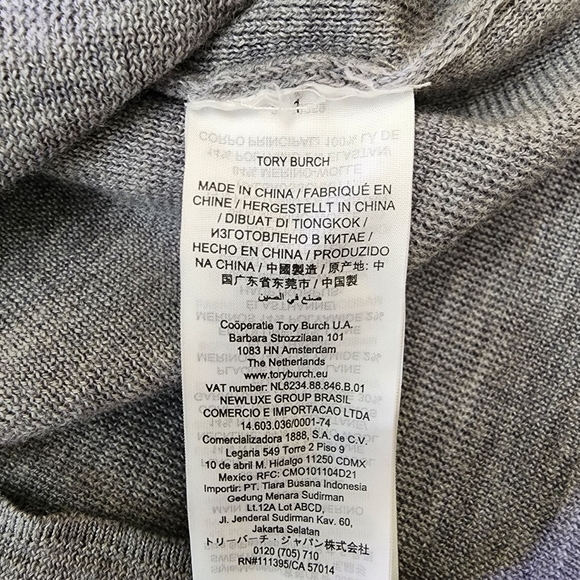 Tory Burch Size S P Gray Sweater with Button Detail 100% Merino Wool - Picture 7 of 10